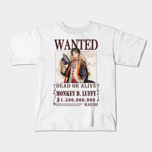 Luffy One Piece Wanted Kids T-Shirt